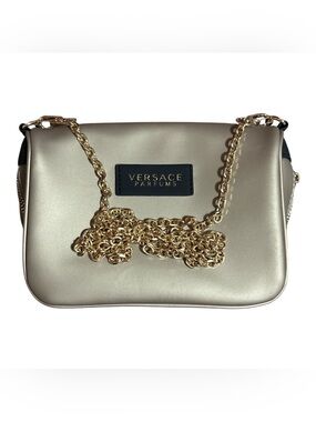 Versace Parfums Metallic Gold Chain Crossbody Bag